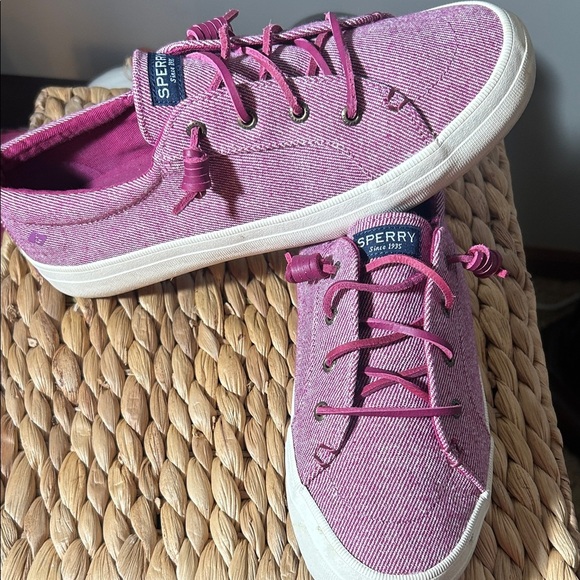 Sperry Women's Pink Canvas Sneakers - Picture 1 of 8